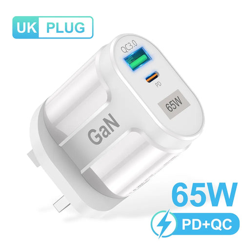 USLION 65W GaN USB Charger AU EU US UK Plug Fast Charging Tablet