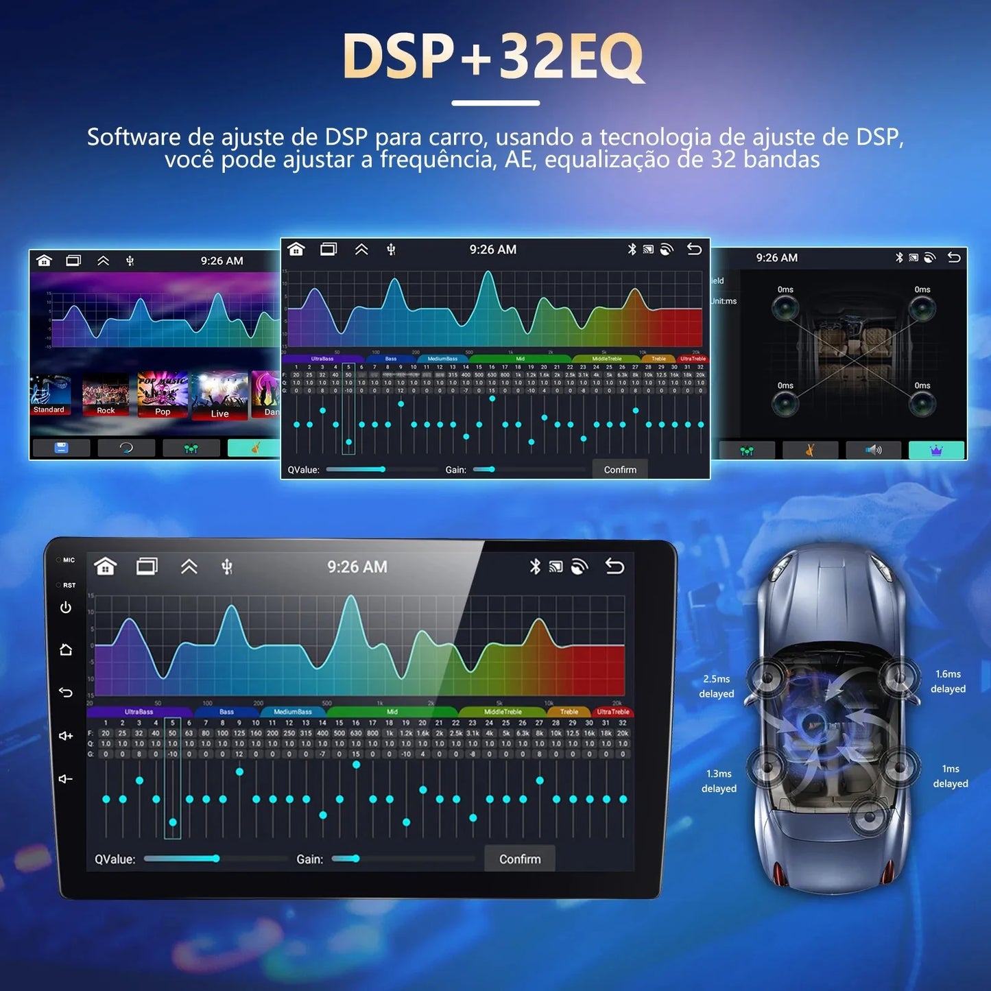 Podofo 2din Android GPS Car Stereo Carplay Radio Bluetooth FM Car MP5