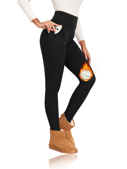 Pockets Thick Winter Warm Leggings Women High Waist Mallas Casual