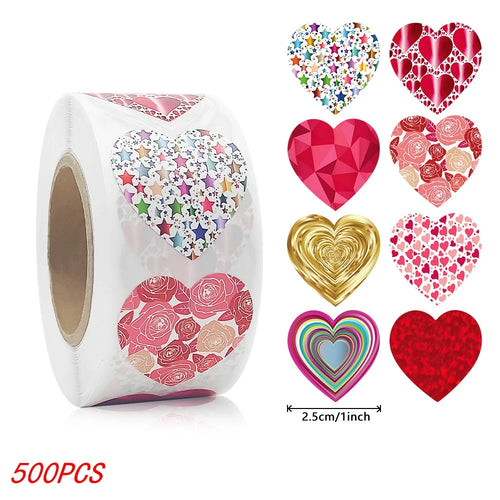 50-500pcs 1inch Red Heart Stickers for Valentine's Day Baking