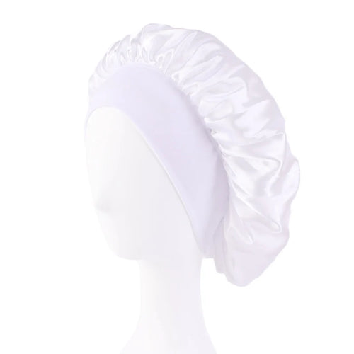 New Women's Satin Solid Wide-brimmed Sleeping Hat Unisex Head Wrap