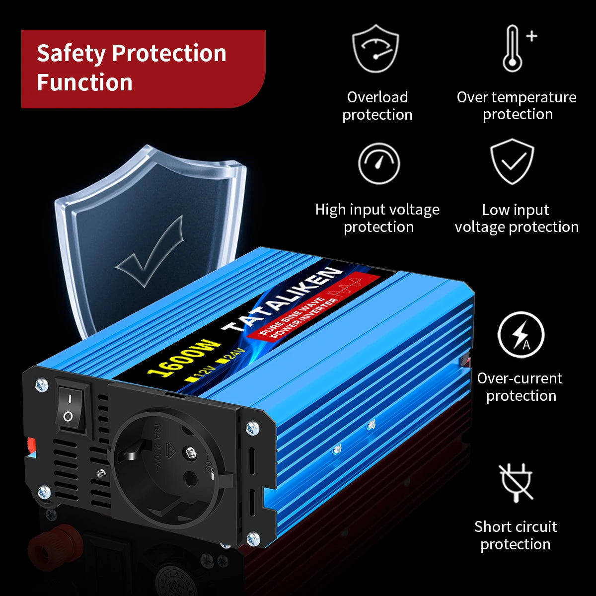 Pure Sine Wave Inverter 1000W-4000W DC 12V/24V to AC 220V 50hz Power