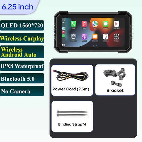 6.25 inch Motorcycle Navigation Screen 1560*720 Wireless CarPlay