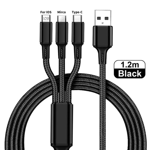 4 In 1/ 3 In 1 Micro USB Type C Fast Charging Cable 3A Quick Charge