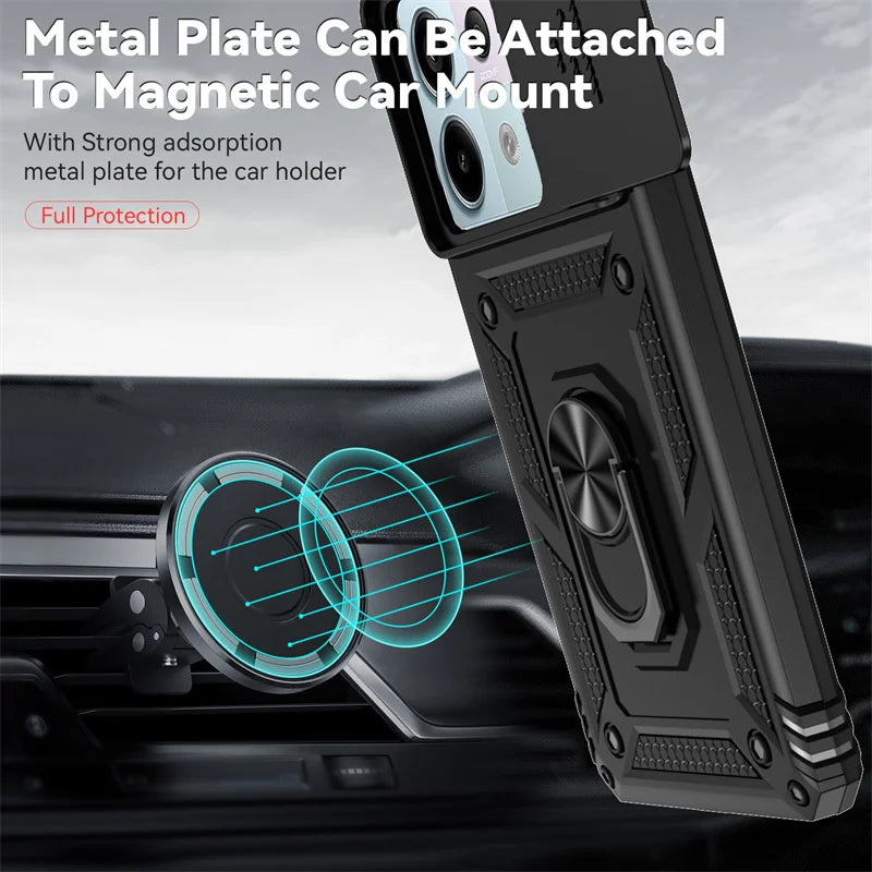 Shockproof Armor Funda For Xiaomi Redmi Note 13 Pro 5G 4G Slide Lens