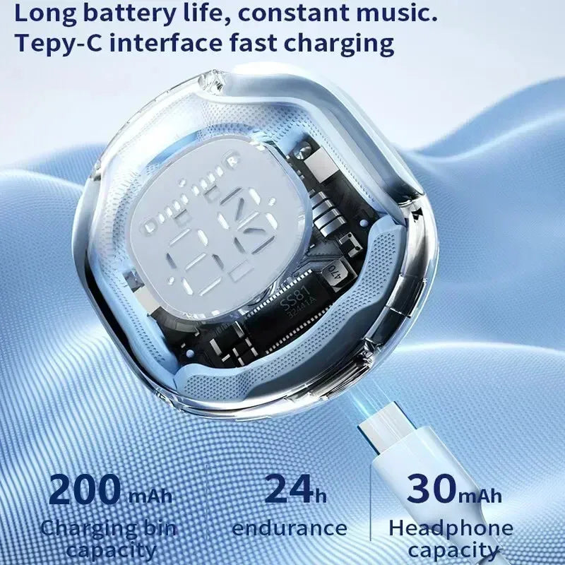 T8 PRO Tws Bluetooth Earbuds Transparent with LED Digital Display