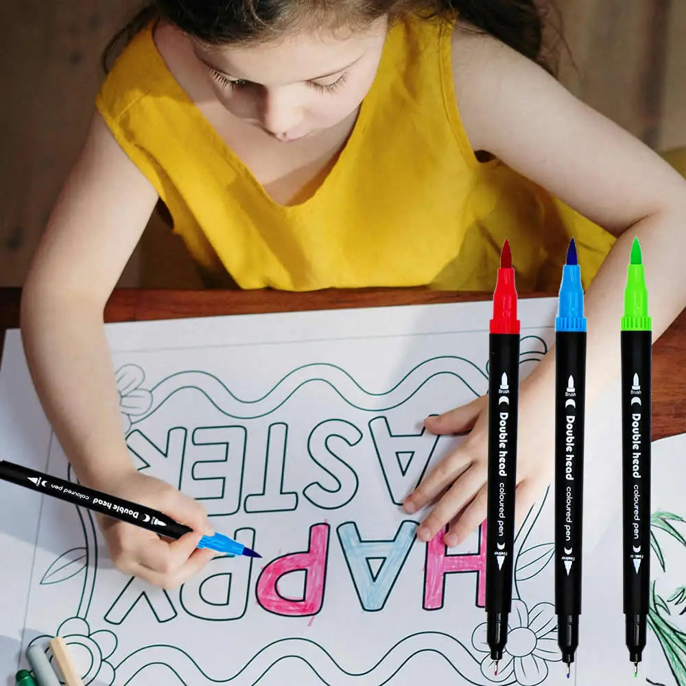 LOLEDE 60 Colors Double Head Markers Tip Art Supplies Drawing Brush