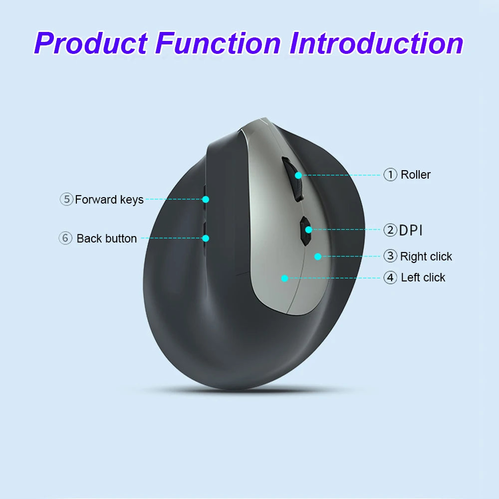 Vertical Mouse Ergonomic 2.4G Bluetooth 5.2 Mice Wireless Optical Mice
