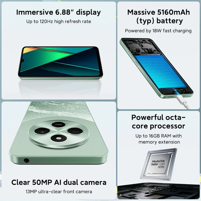 World Premiere Global Version POCO C75 6.88'' 120Hz Display Helio