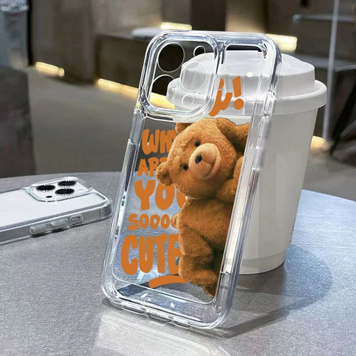 Teddy Bear Couple Cartoon Phone Case For iPhone 15 14 13 12 11 Pro Max