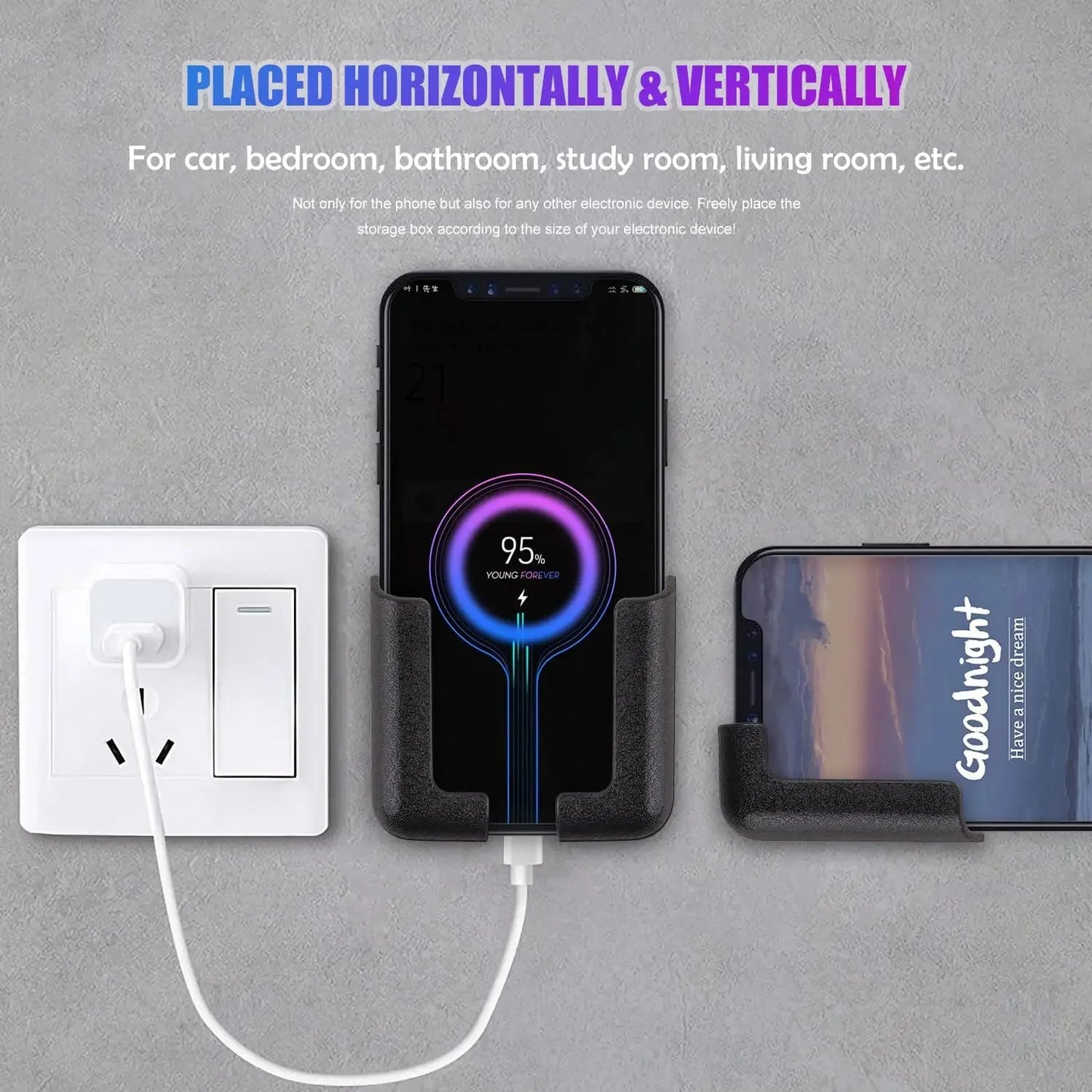 Car Wall Mount Phone Holder White Punch Free Wall Mobile Phones