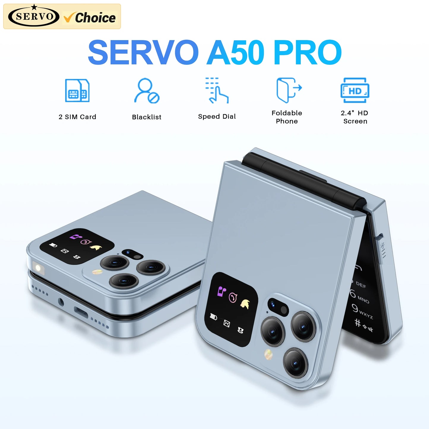 SERVO Classic Color Flip Mobile Phone Auto Call Record FM Radio Speed