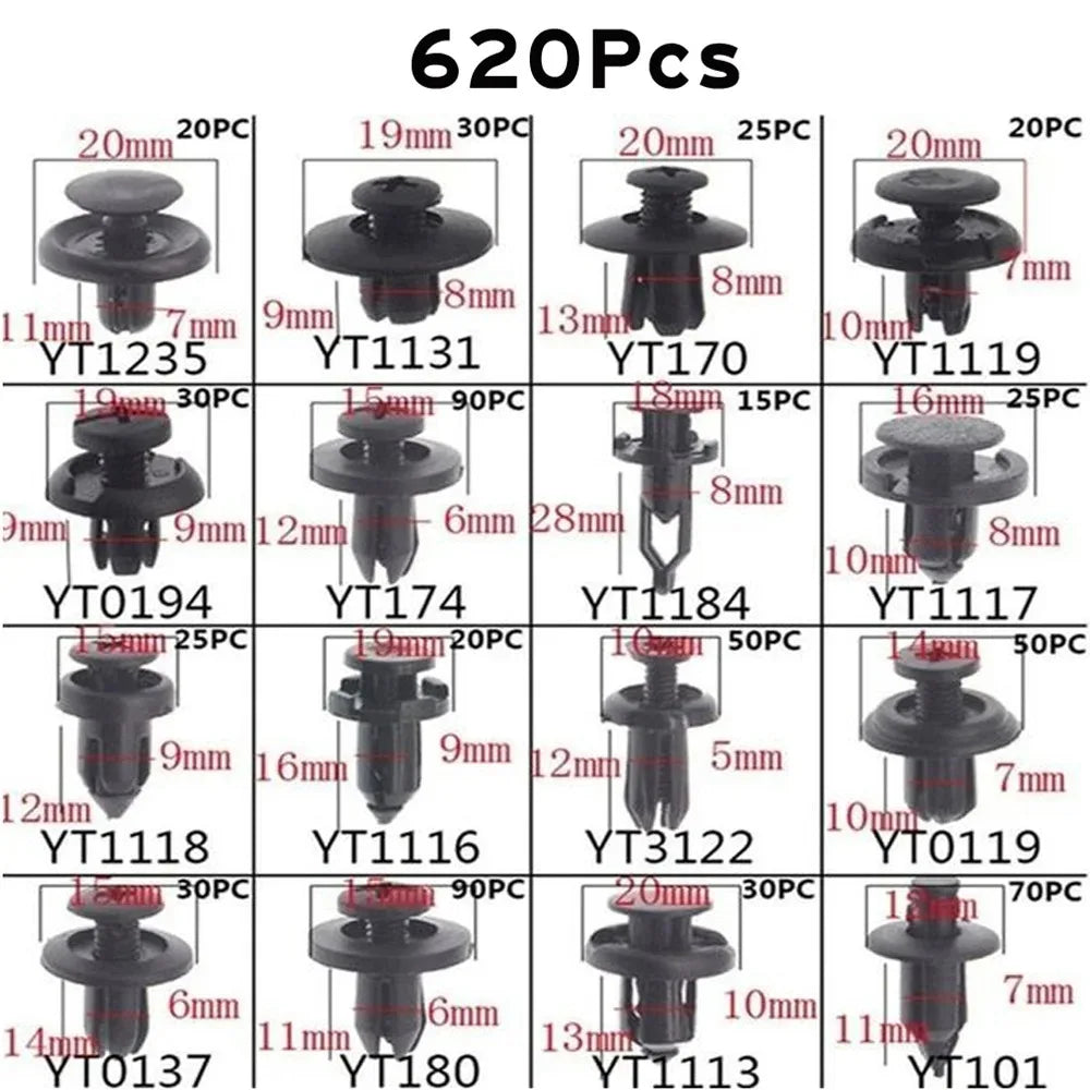 620/100PCS Car Fastening Clip Kit Rivet Cip Panel Decoration Body Push