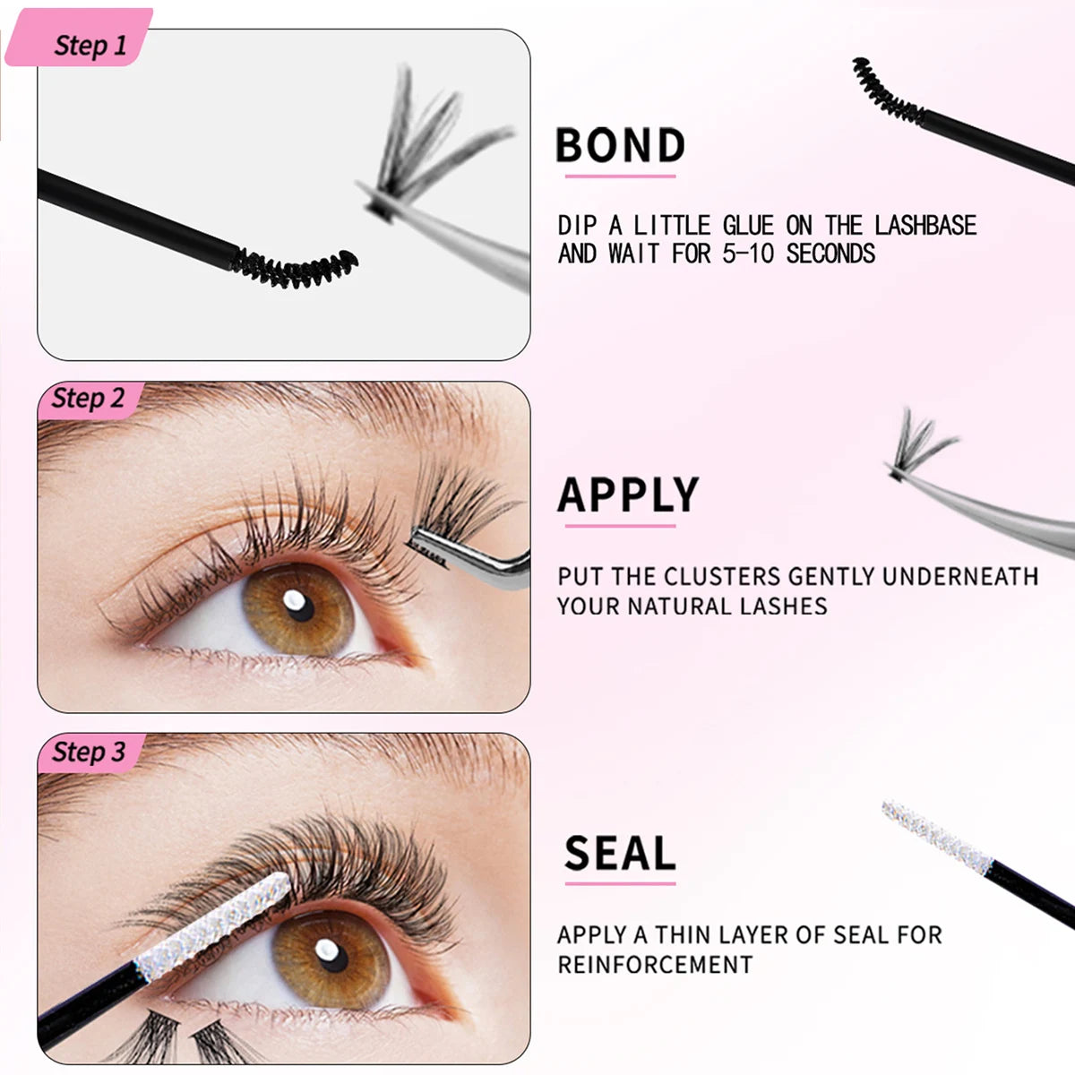 DIY Lash Extension Mix Styles Lash Clusters Individual with Bond&Seal