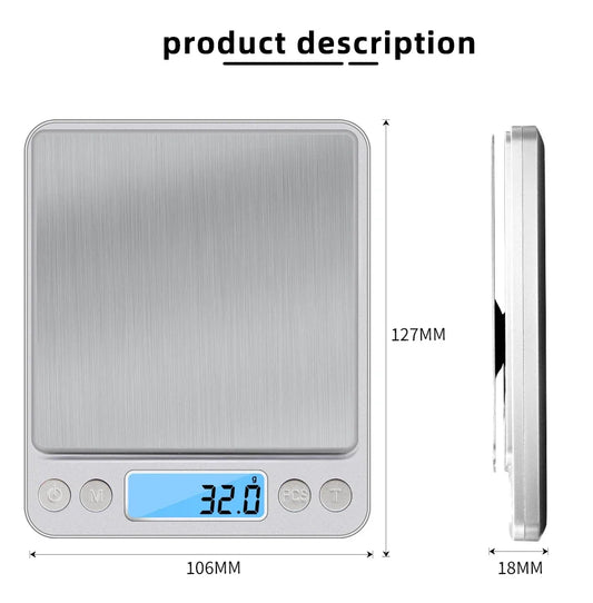 3Kg/500G 0.01g Digital Kitchen Scale Precision Scales Jewelry Weighing