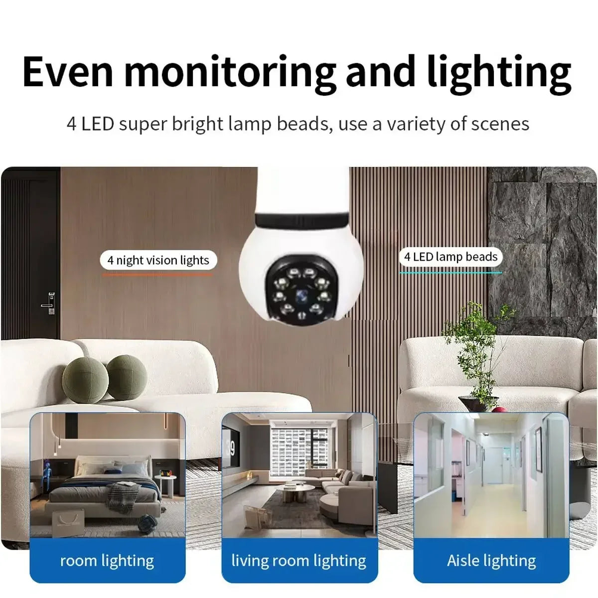 8MP Lamp Bulb WiFi Camera E27 LED Bulb Smart IP Camera Surveilance