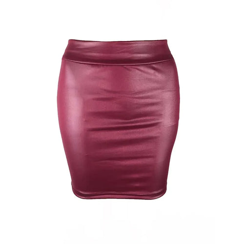 Black Slim Imitation Leather Pencil Mini Skirt High Waist Sexy Fashion