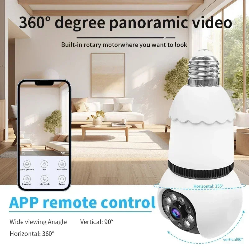8MP E27 LED Bulb Camera WiFi Surveillance Camera Automatic AI Tracking