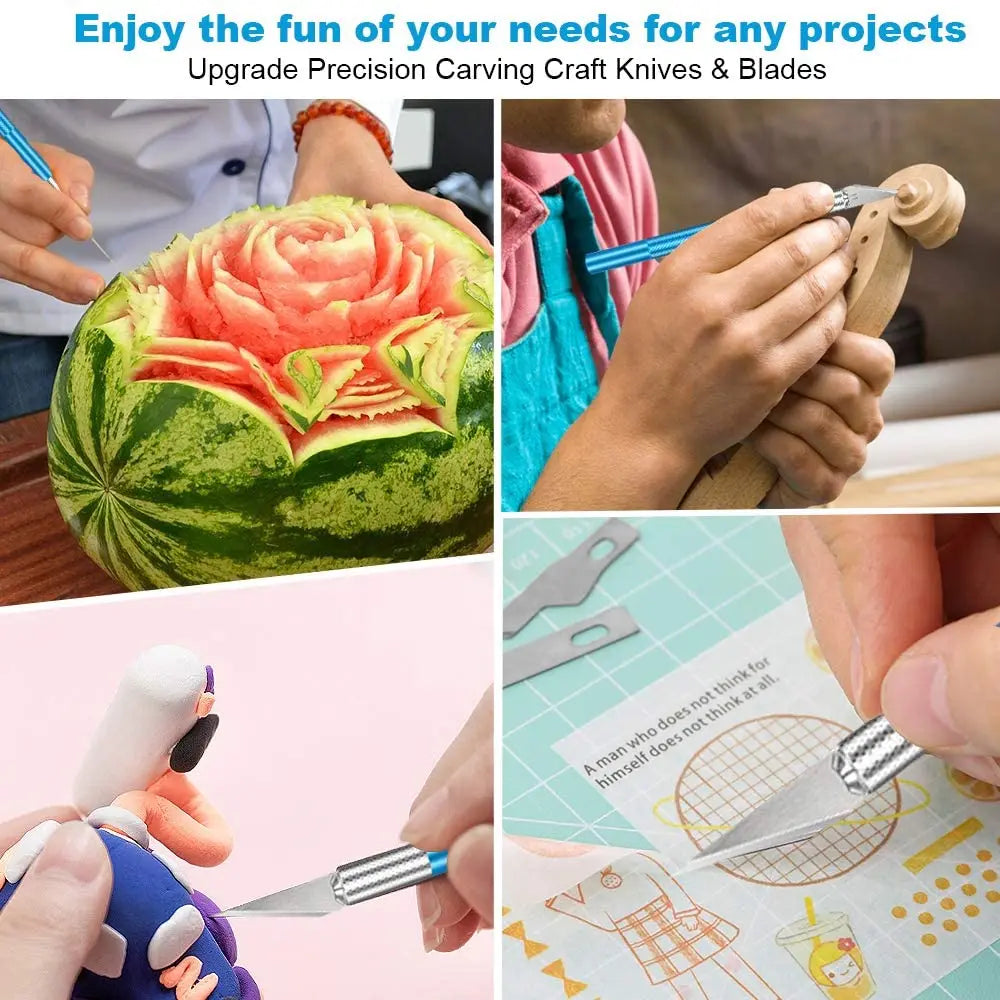 Engraving Non-Slip Metal Knife Kit + 40/10pcs #11 Blades Cutter Craft