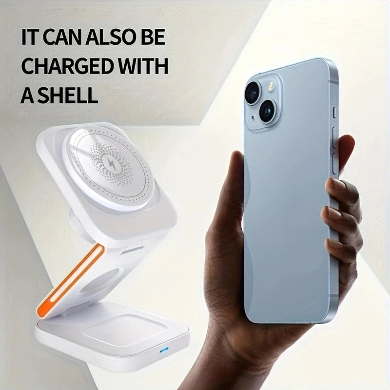 3 In 1 Magnetic Wireless Charger Stand For iPhone 16 15 14 13 12 Apple