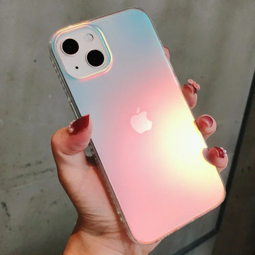 Fashion Matte Aurora Laser Gradient Phone Case For iPhone 16 Pro Max