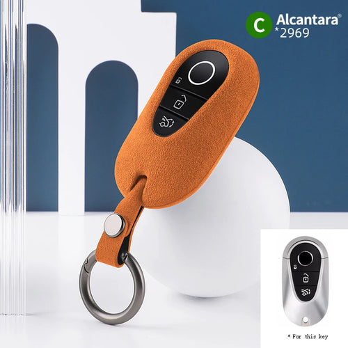 Alcantara Car Key Case Cover Holder Key Shell Buckle For 2023 Mercedes