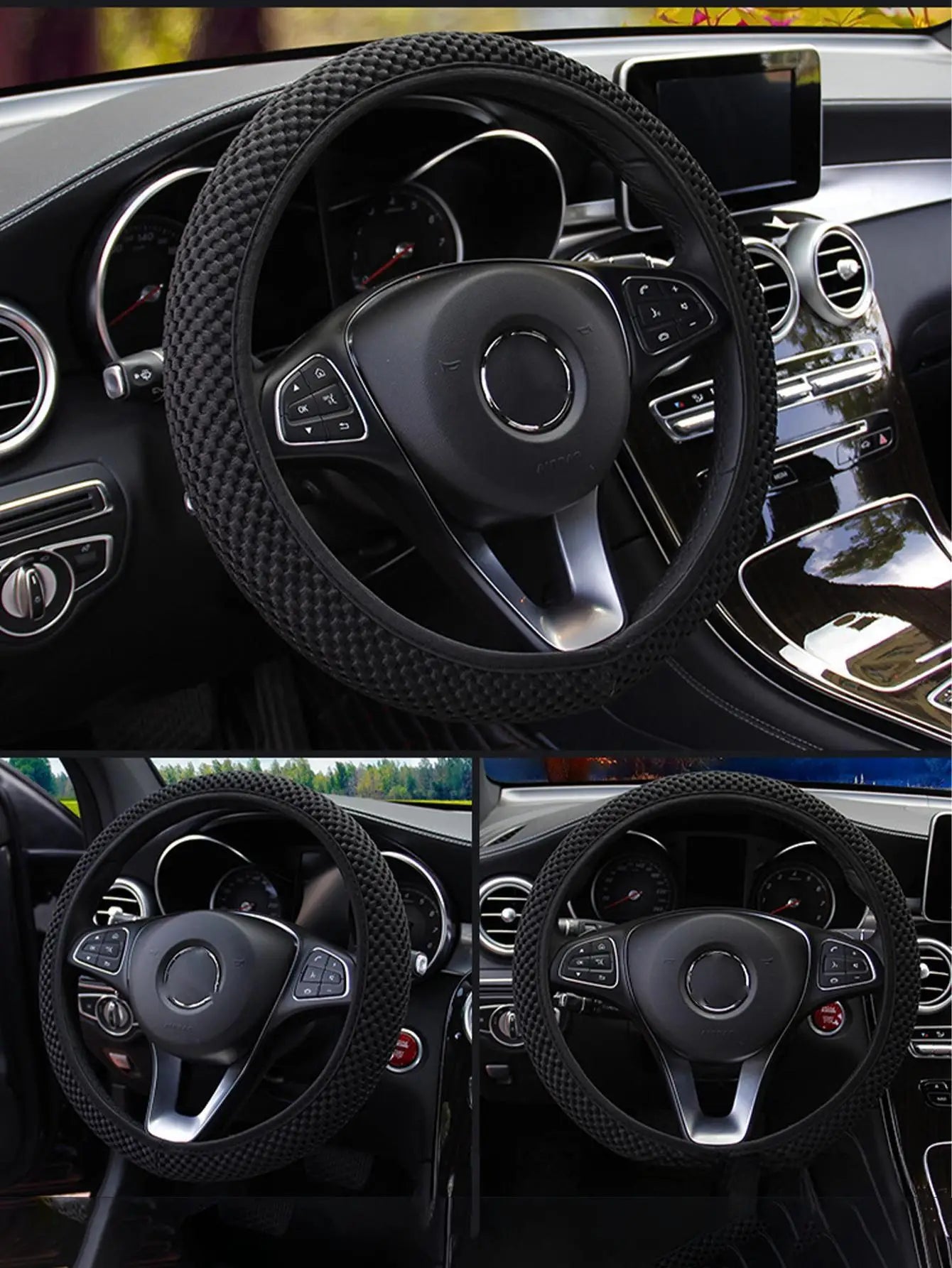 1PC Ice Silk Car Steering Wheel Cover Suitable for All Cars and All