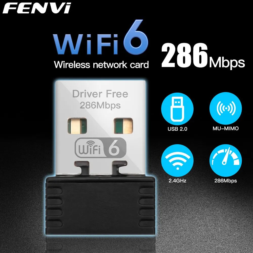 FENVI WIFI 6 Adapter AX286 Network Card Mini USB Dongle 2.4GHz