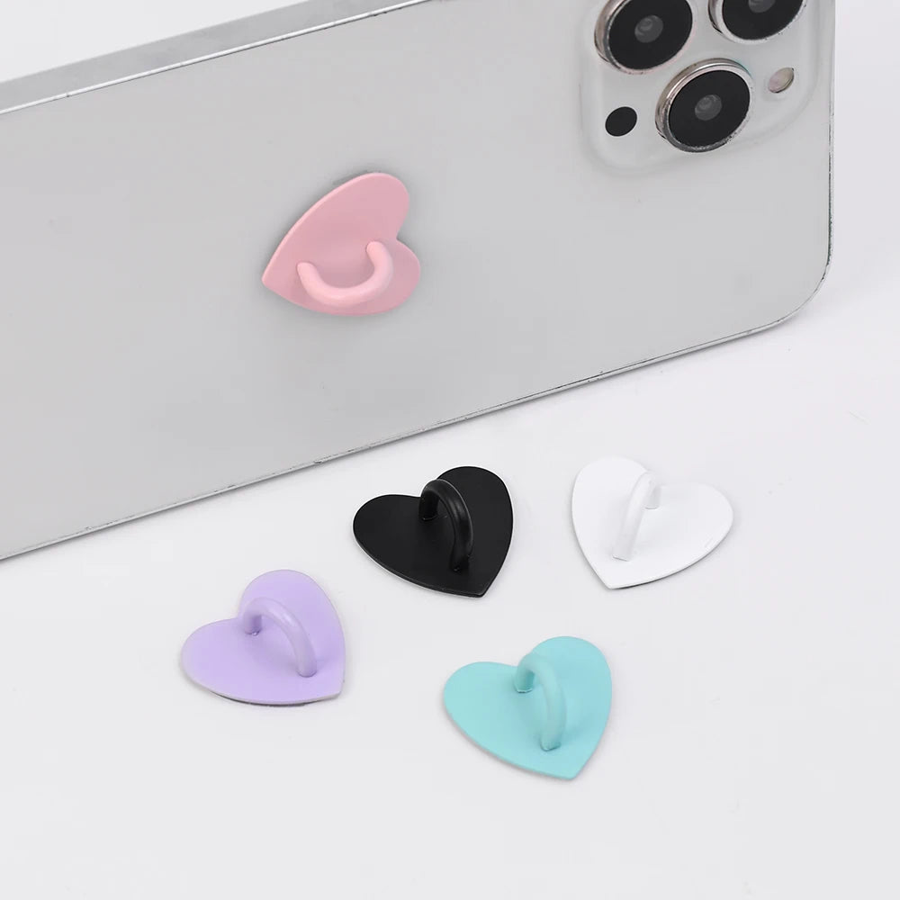Kawaii Adhesive Metal Heart Phone Charm Holder Mobile Phone Case