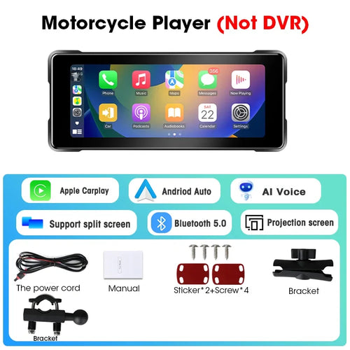 JMCQ 6.86" Motorcycles Navigation Wireless CarPlay & Android Auto