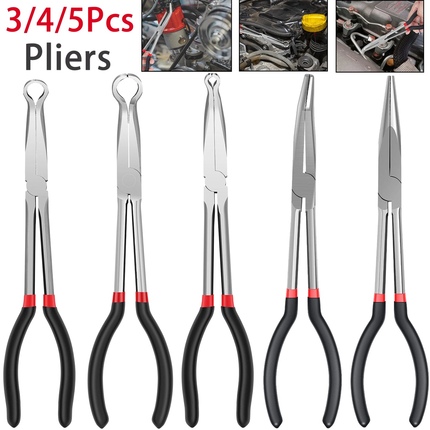 3/5Pcs Hose Gripper Plier Carbon Steel Spark Plug Removal Pliers Long