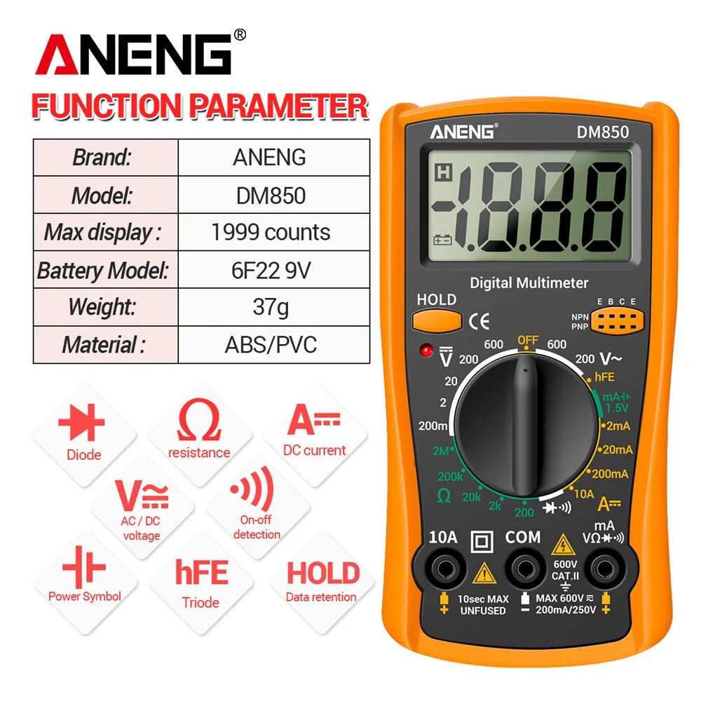 ANENG DM850 Digital Multimeter 1999 Counts Eletric Professional
