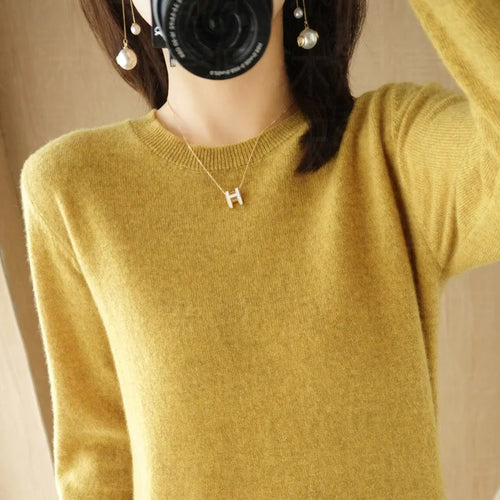 Autumn And Winter Cashmere Sweater Women's Crew Neck Pullover Casual