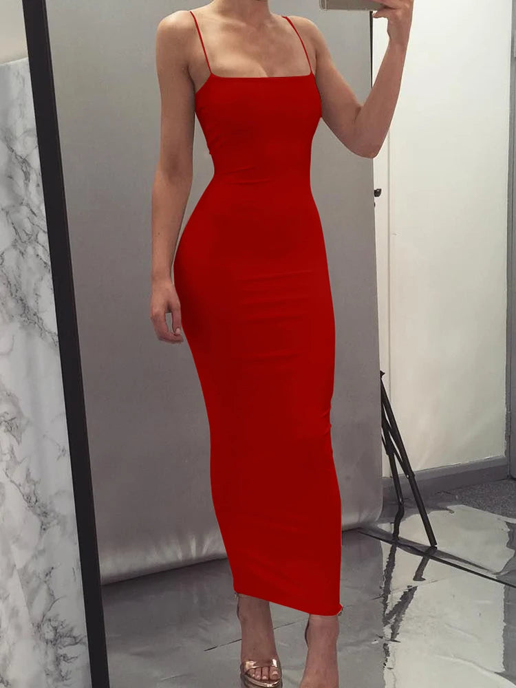 2025 New Spring Summer Women's High Elastic Sleeveless Backless Dress