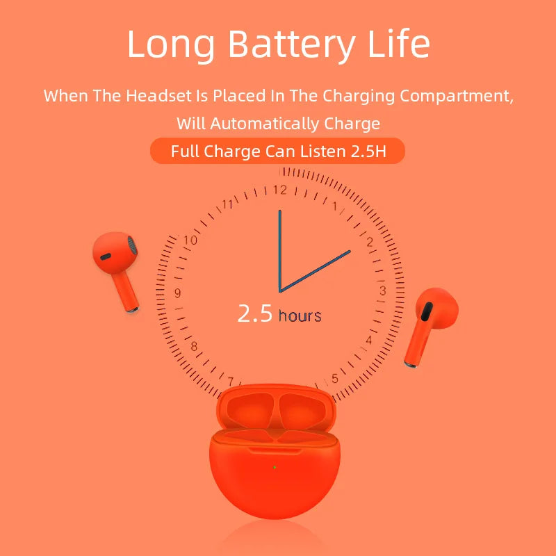 Air Pro 6 TWS Wireless Headphones with Mic Fone Bluetooth Earphones