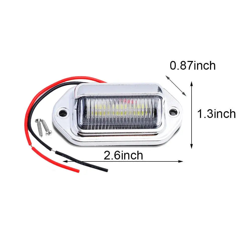 2PCS 6 LED Car License Number Plate Light For SUV Truck Trailer Van