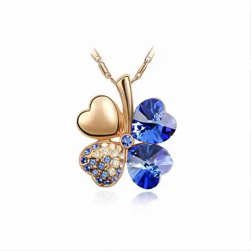 TRPOPSYN Crystal 4 Four Leaf Leaves Clover Pendant Necklaces Lover