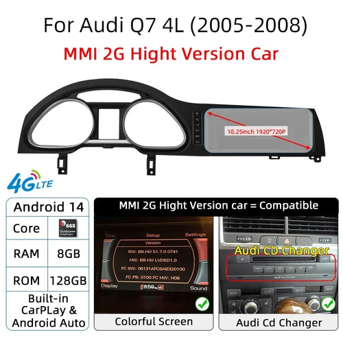 Android 14 Auto Radio CarPlay For Audi A6 C6 4f  For Audi Q7 4L