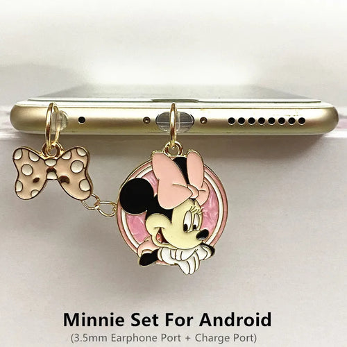 MINISO Minnie Mickey Phone Anti-Dust Plug For iPhone Samsung Xiaomi