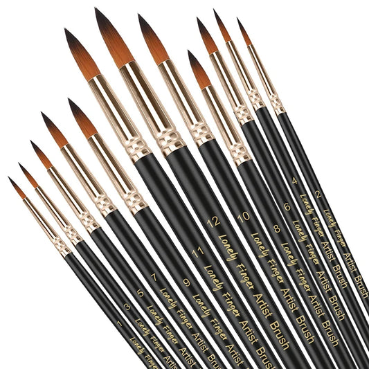 12pcs Paint Brushes Set Professional Paint Brush Round Pointed Tip