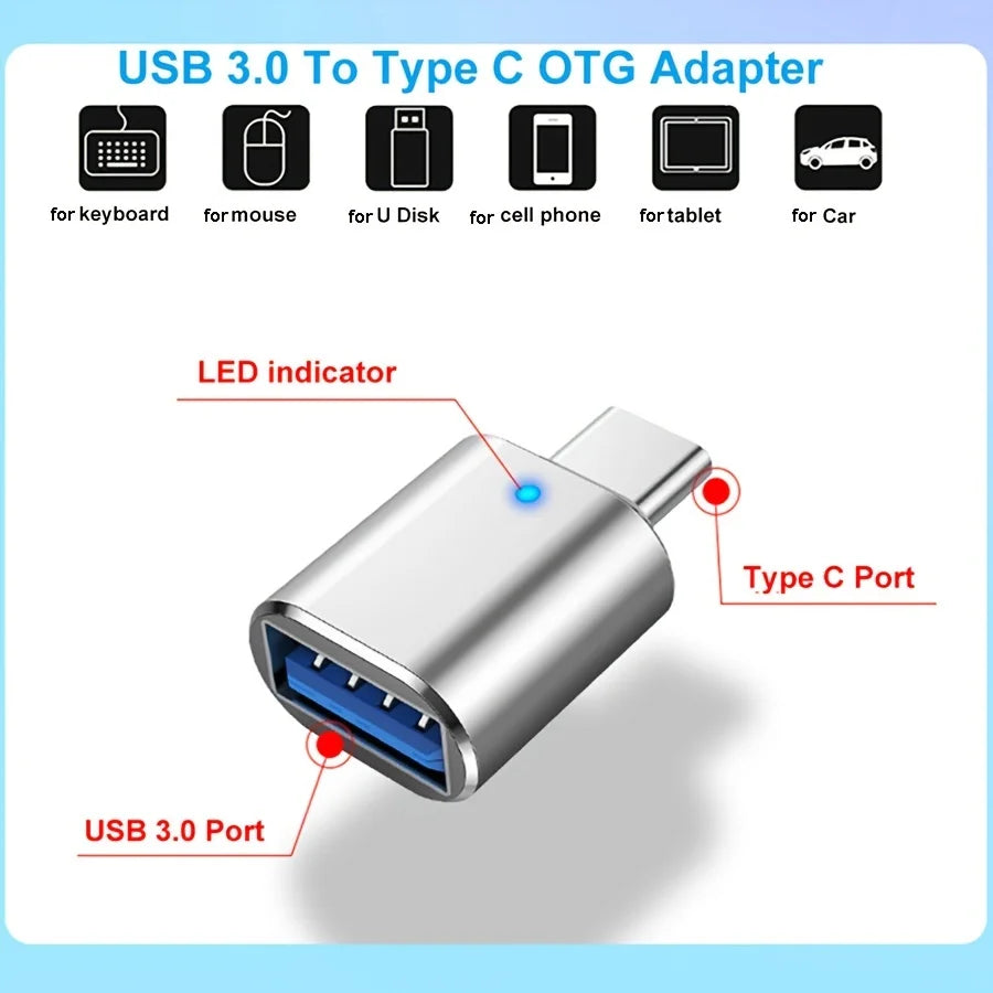 LED USB 3.0 To Type C Adapter OTG To USB C USB-A To Micro USB Type-C
