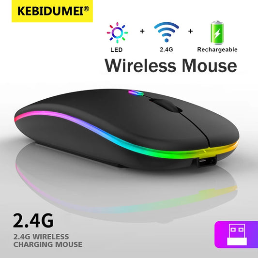 1600DPI 2.4Ghz Wireless Mouse Ergonomic Silent Mouse Rechargeable RGB