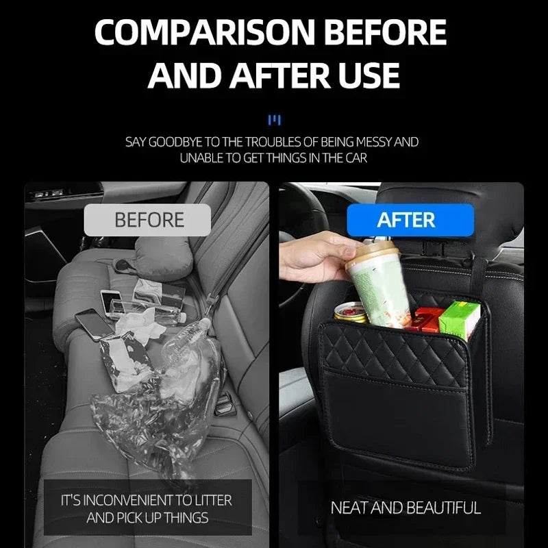 2024 Multi-functional car seat storage bag Leather storage bag Garbage