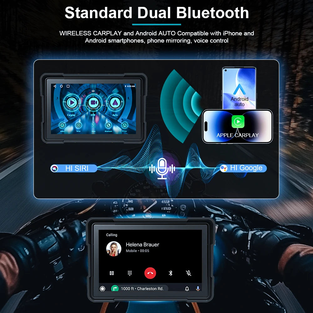 6.25 inch Motorcycle Navigation Screen 1560*720 Wireless CarPlay