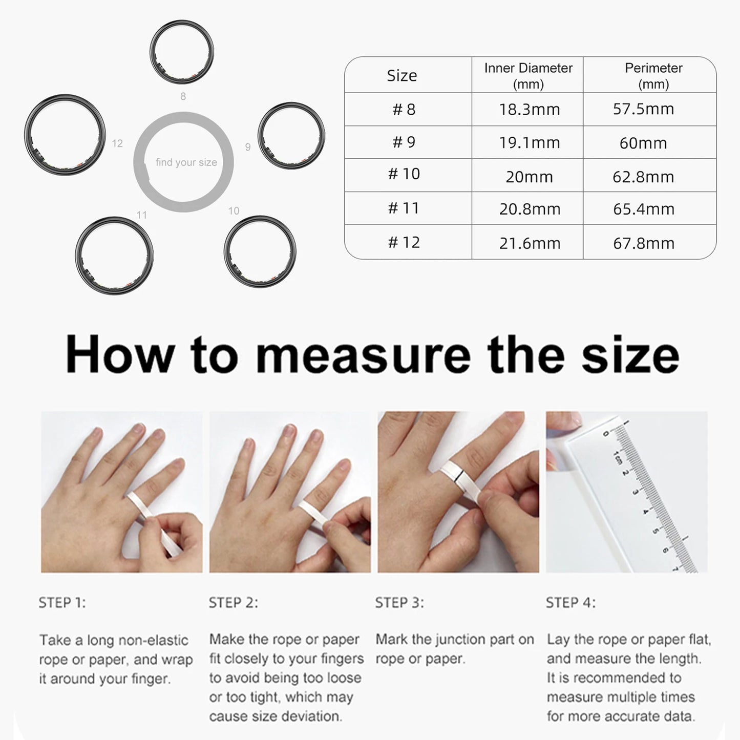 EIGIIS New Smart Ring 2024 Men Women Heart Rate and Blood Oxygen