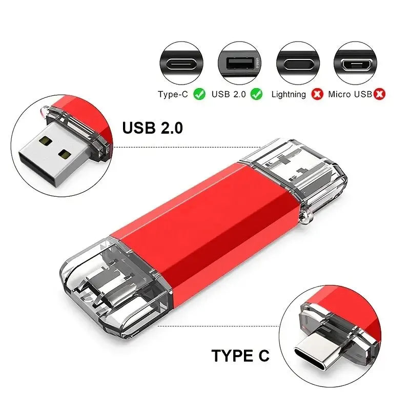 NEW Type-C 2 in 1 OTG 128GB 64GB Pendrive High Speed USB Flash Drive