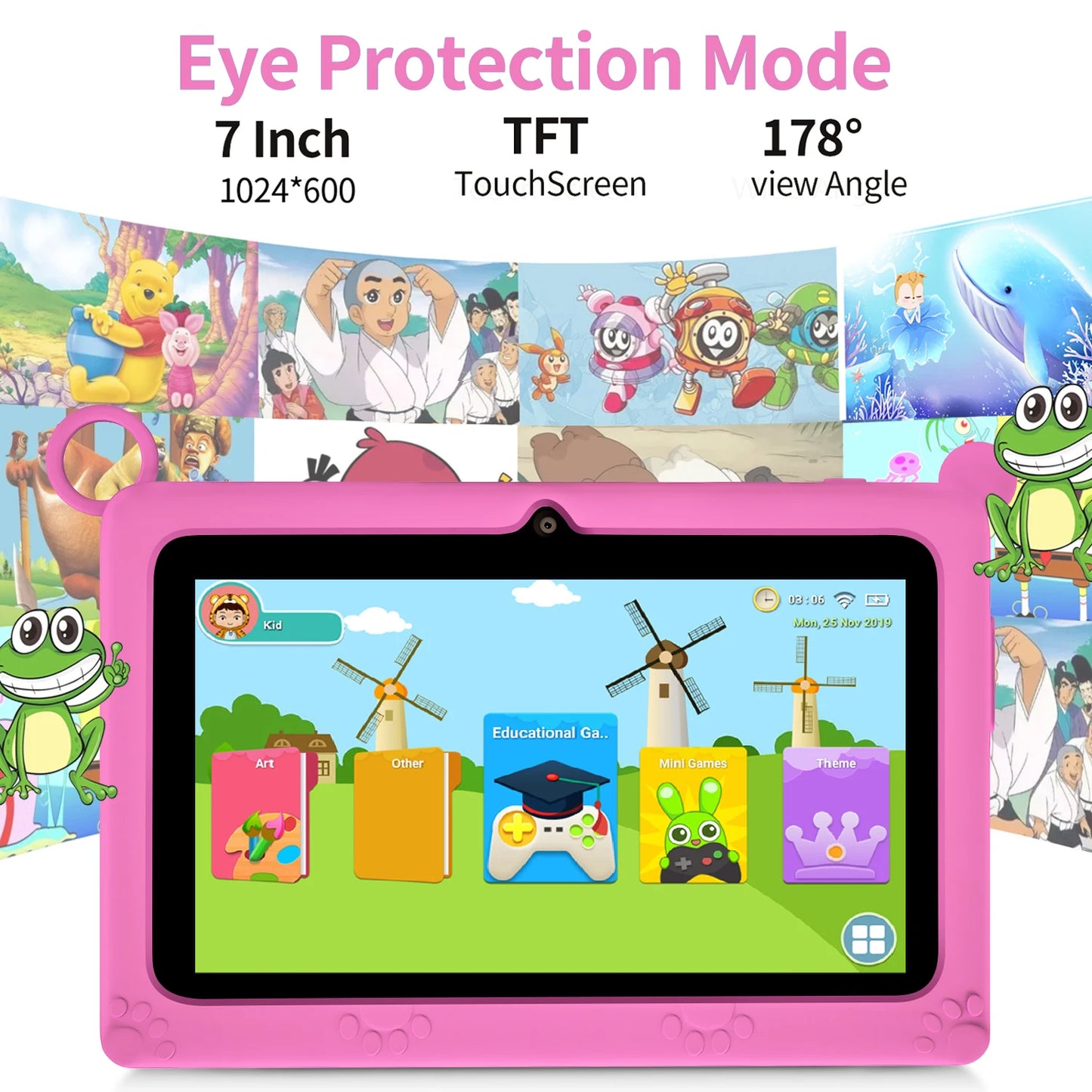 New version 7-inch mini Children's Tablet with 4GB RAM, 64GB ROM,