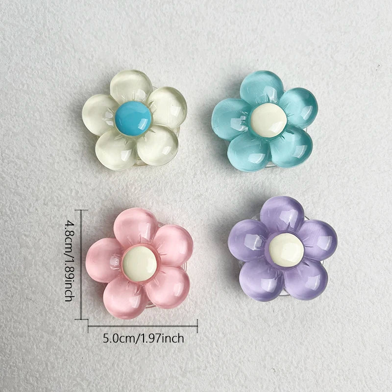 1pc Transparent Resin Candy-Colored Flower Phone Holder Foldable