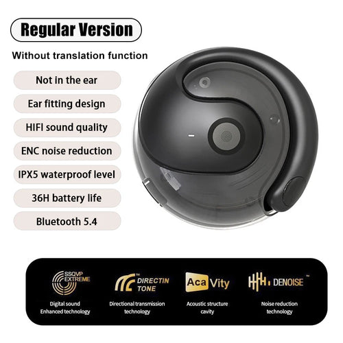 Bluetooth 5.4 Earphones Ear Hook TWS Wireless Translation Device Voice