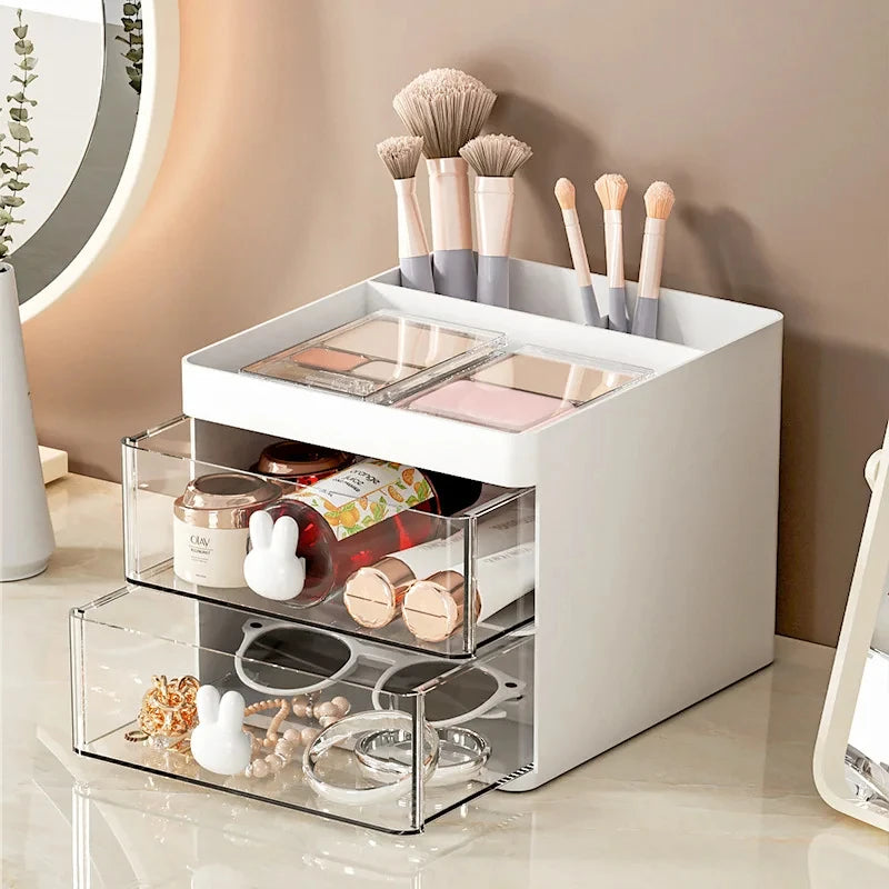 Small Desk Organizer With Drawer, Office Desktop Storage Box, Makeup